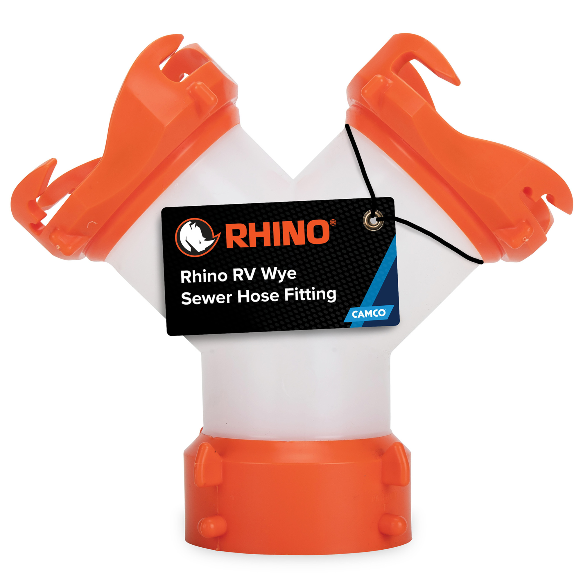 Camco Rhino Camper/RV Wye Sewer Hose Fitting — Features 360-Degree Swivel Ends & Built-In Gaskets for Odor-Tight Connections — Allows for Two RV Sewer Hoses to Connect to the Same Dump Station